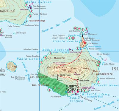 A detail of the Galapagos Islands map available from ITMB
